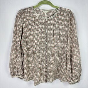 Max Studio London Womens Lightweight Coquette Top Blouse‎ Large Prairie Vacation